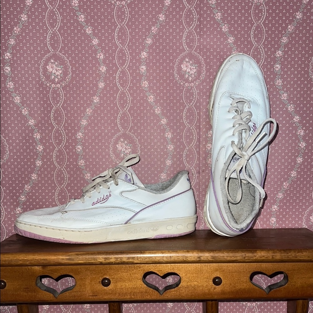 Vintage Adidas White and Pink Sneakers